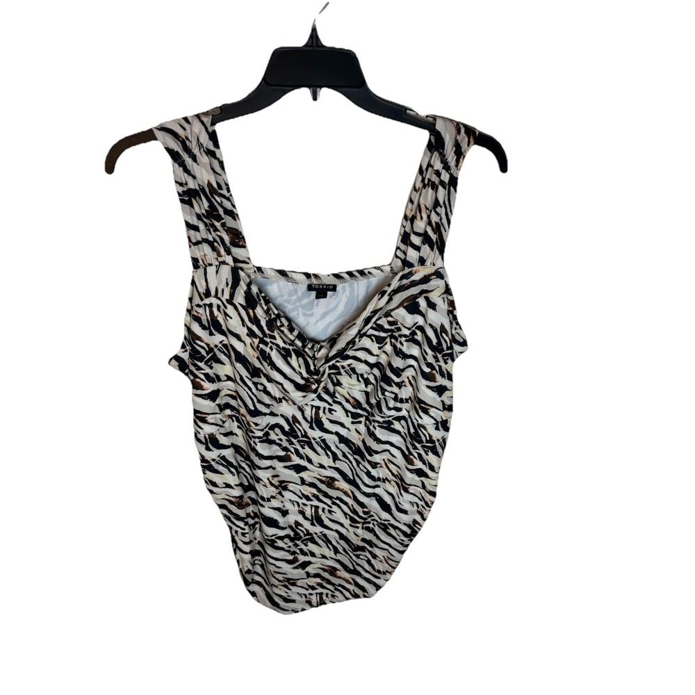 Torrid Women's Zebra Print Studio Knit Sweetheart Twist Cropped Stretch Size 4X